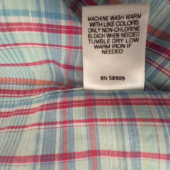 Cremieux Shirt Men's L Blue Plaid Short Sleeve Button Up Button down collar - Picture 4 of 7